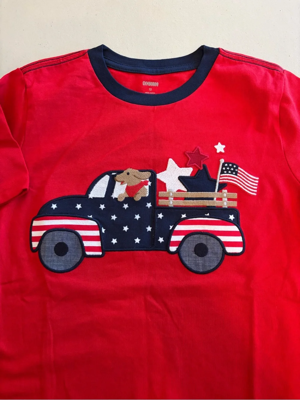 Set/2 Gymboree Red Short Sleeve Truck Applique Tees 4th of July
